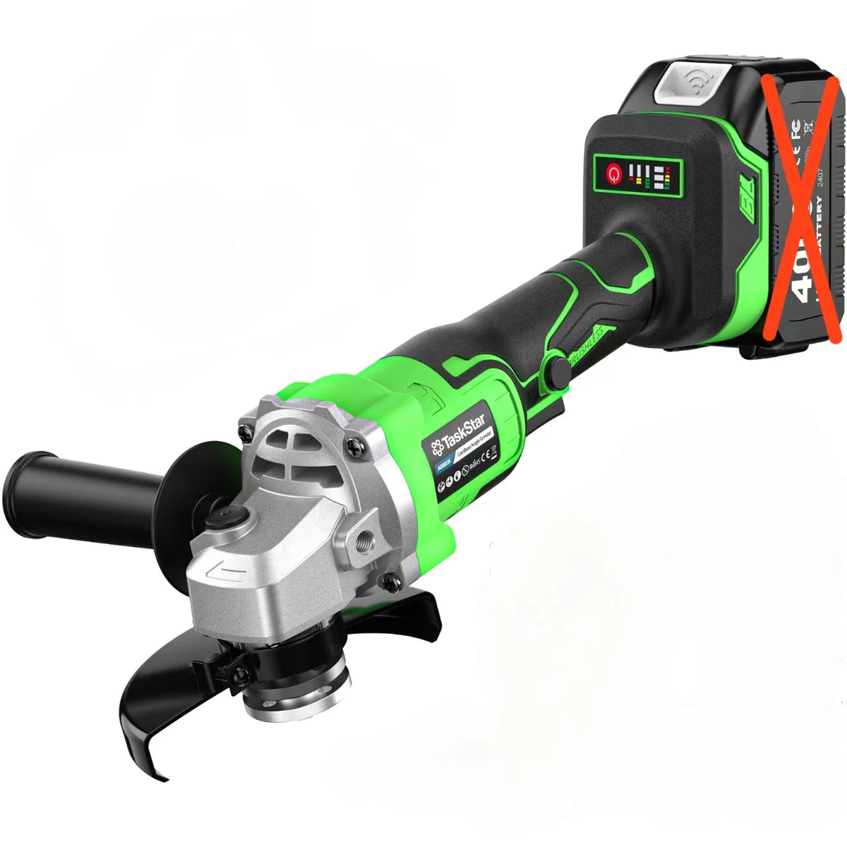 TaskStar 21V Brushless Cordless Angle Grinder Set – 10000 RPM with 2x 4.0Ah Batteries