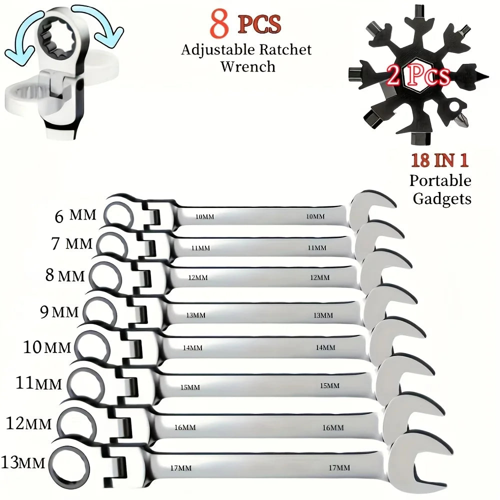 Flexible Ratcheting Combination Wrench Set (6mm-17mm Metric)