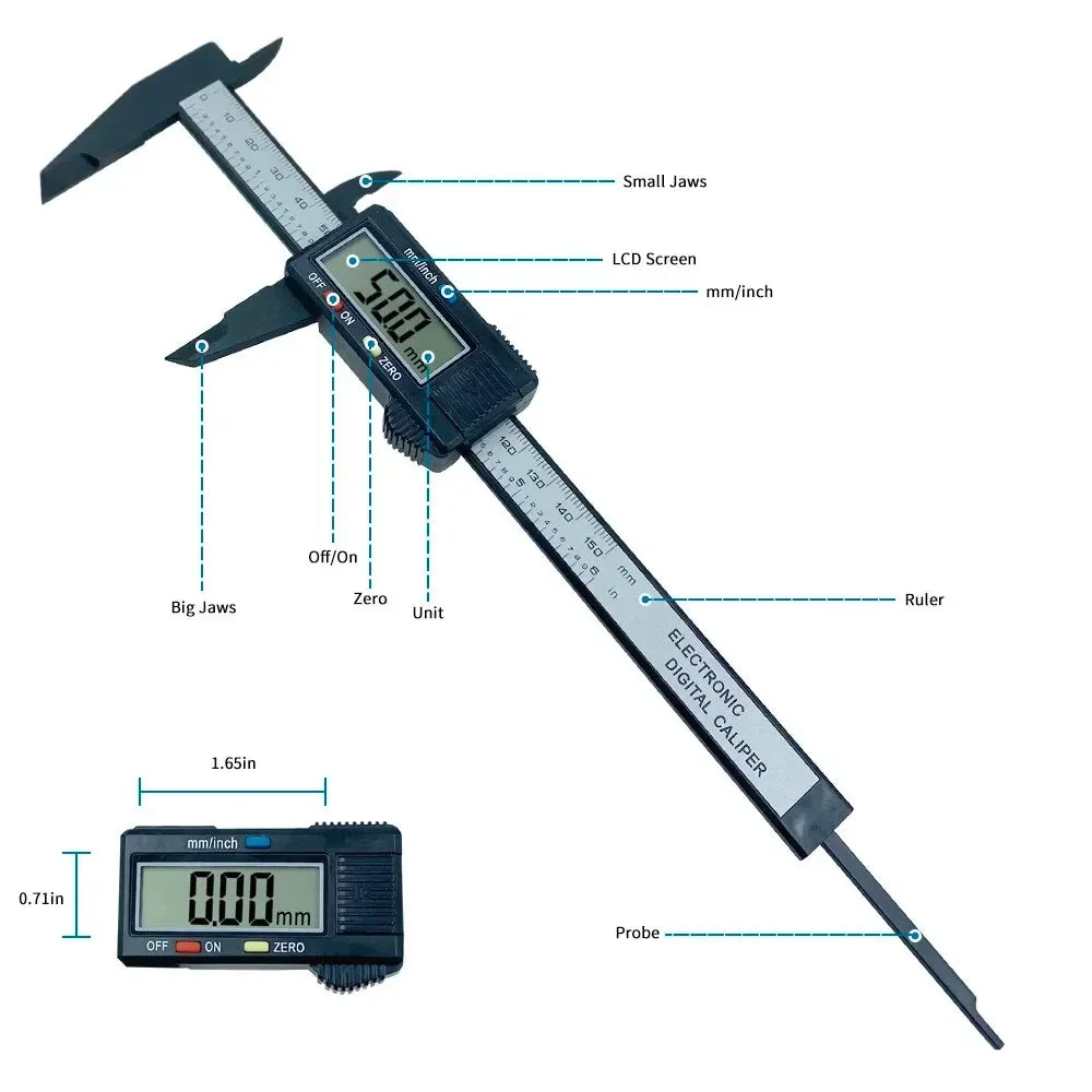 High-Accuracy Carbon Fiber Composite Digital Caliper (150mm)
