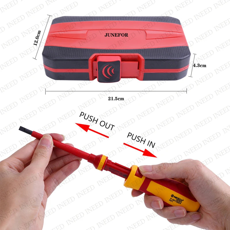 13-in-1 Electrician Repair Tools Kit Changeable Insulated Screwdrivers Set Magnetic Slotted Bits Repair Tool Electrician Tool