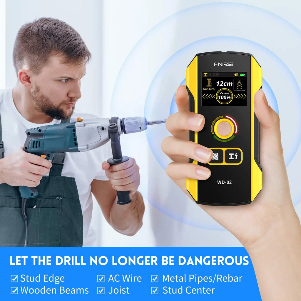 6 in 1 Stud Finder Wall Scanner Wood Drywall Metal AC Wire Joist Pipe Detector TFT Display Rechargeable Deep Scan HPC Chip