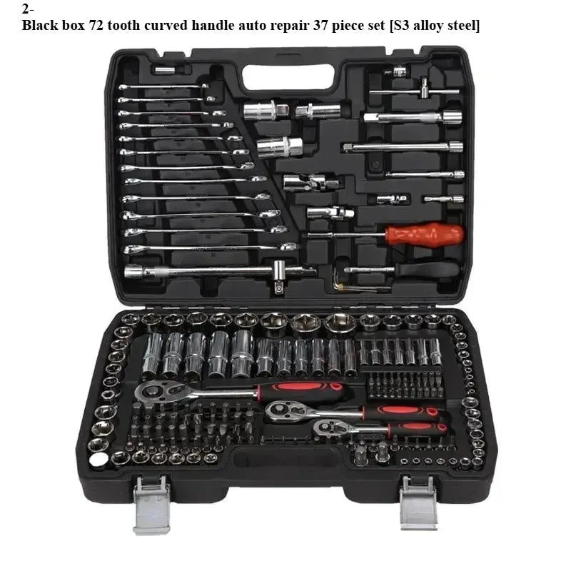 216-Piece Professional Socket Set - 1/2" 3/8" 1/4" Drive SAE & Metric, 72-Tooth Ratchet for Automotive & Home Repair