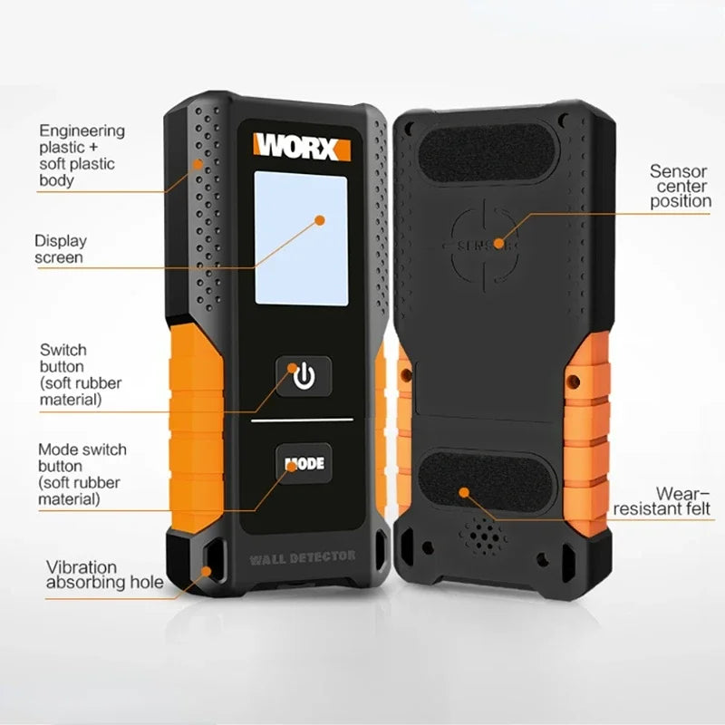 Worx Metal Stud Finder WX085 3 in 1 Multifunctional Wall Detector Metal Wood & Amp AC Wire Finding Digital Display USB Detector