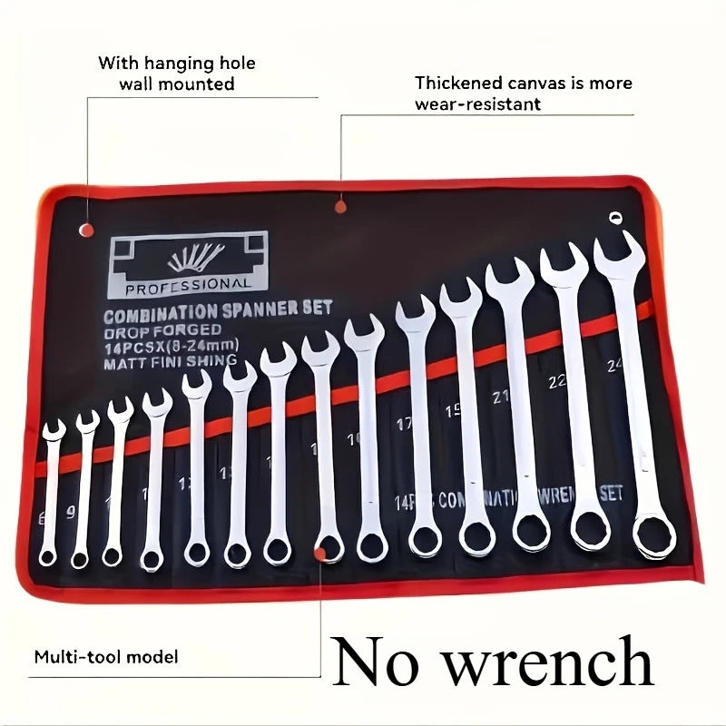 14-Pocket Heavy-Duty Wrench & Tool Roll Bag
