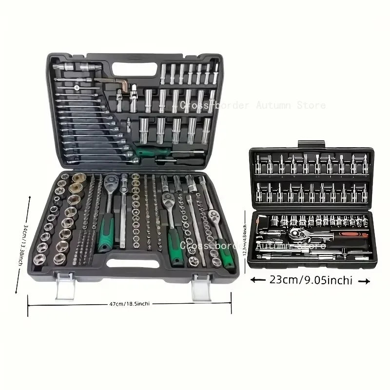 216-Piece Professional Socket Set - 1/2" 3/8" 1/4" Drive SAE & Metric, 72-Tooth Ratchet for Automotive & Home Repair