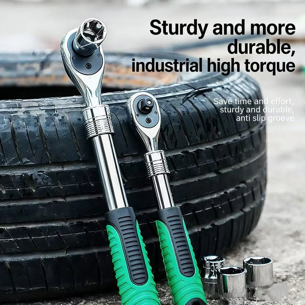 72 Teeth Telescopic Ratchet Wrench Set 1/4" 3/8" 1/2" Drive Quick Release Reversible Extendable Handle Universal Socket Wrench A