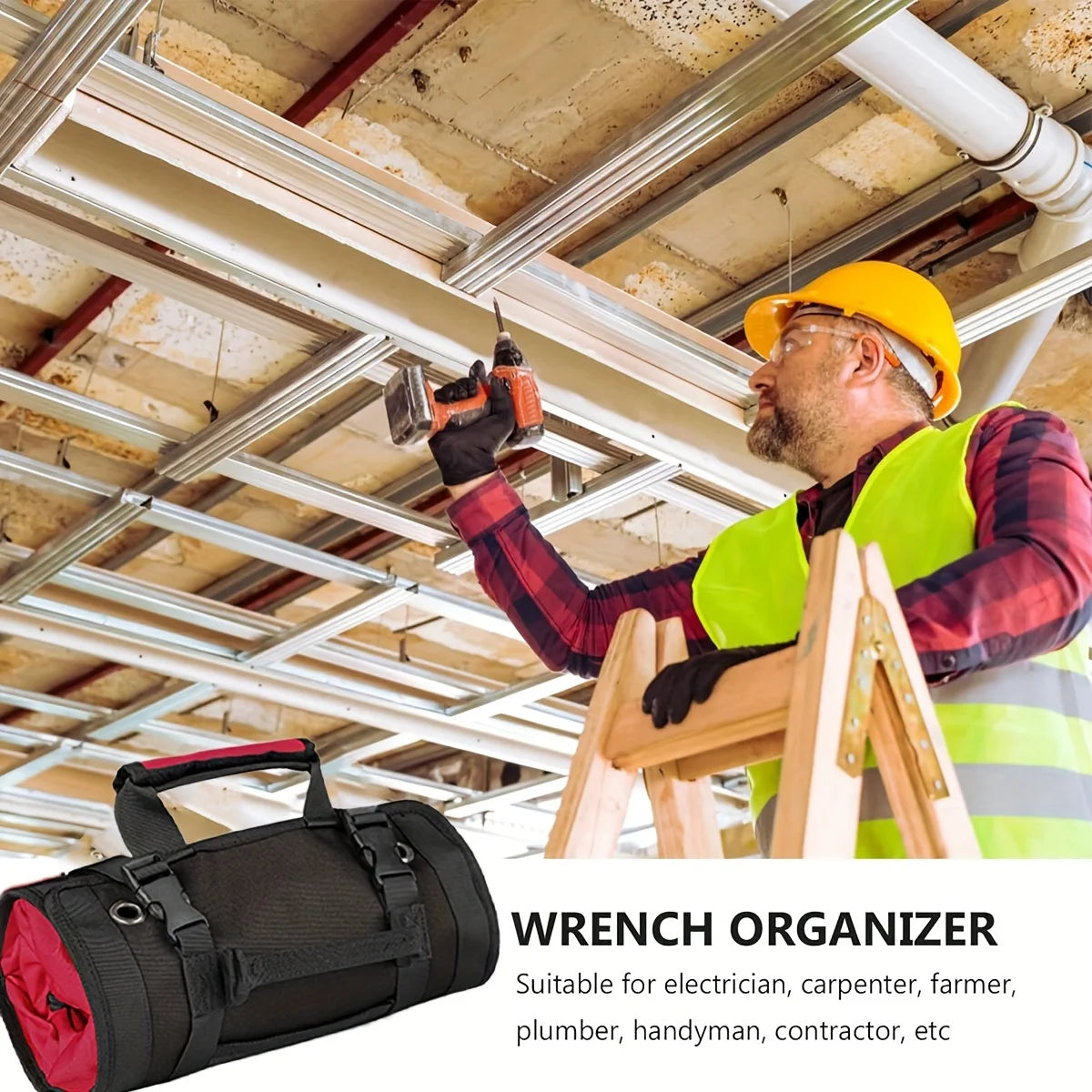 1PC Heavy Duty Rolling Tool Bag Roll up Carpenter Tool Bag Organizer for Mechanic Electrician Durable Tool Roll