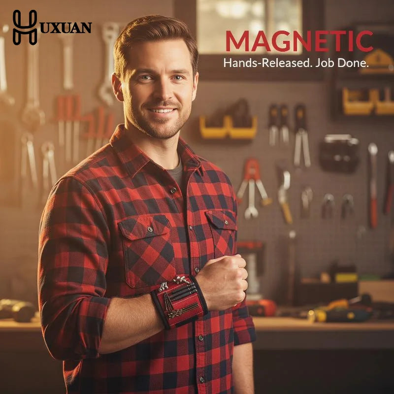 Magnetic Wristband Portable Tool Bag Electrician Adjustable Wristband For Holding Screws,Nails,Drilling Bits,Wrist Tool Holder