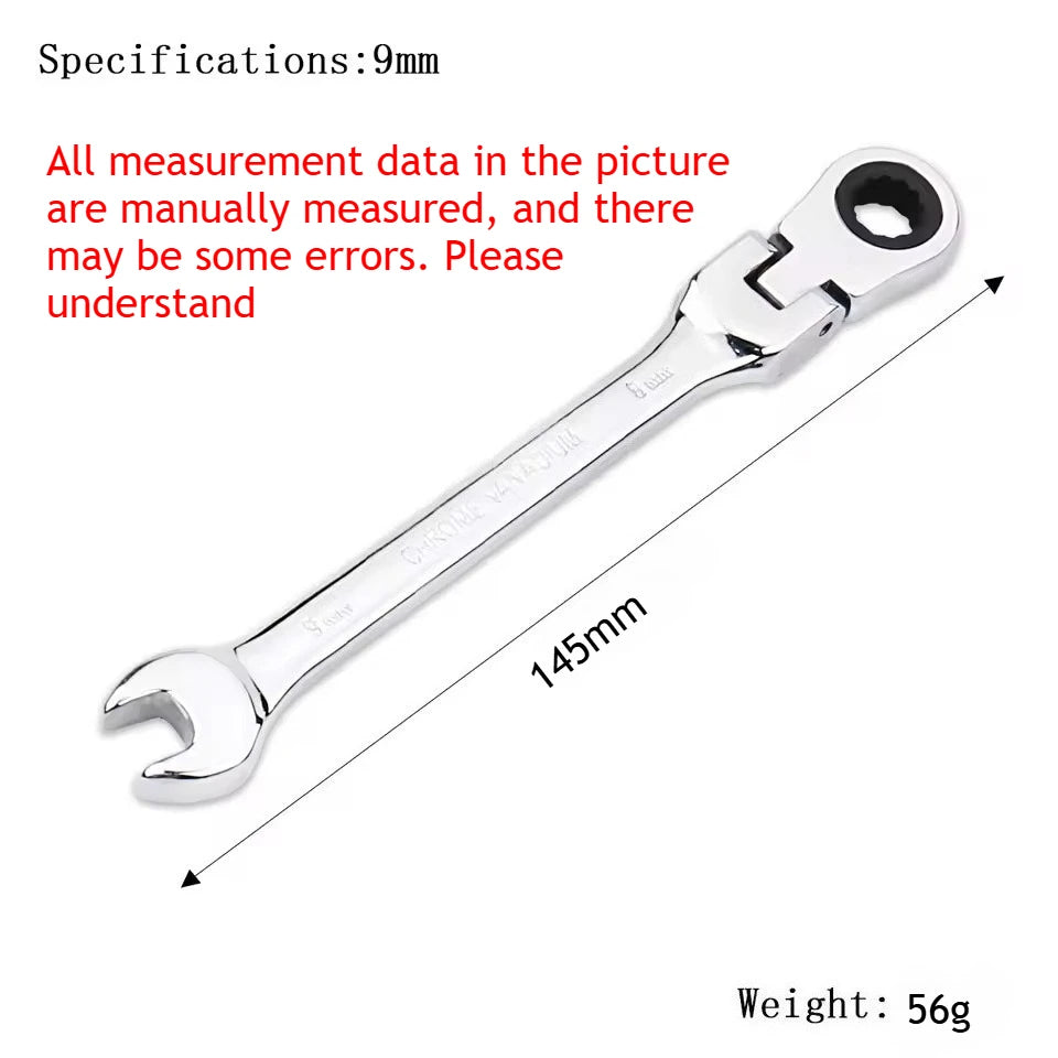 Universal 72-Tooth Ratchet Wrench, Automatic, Fast and Labor-Saving, Dual-Use, with Open End, Movable Head, Open Plummer, 1pcs
