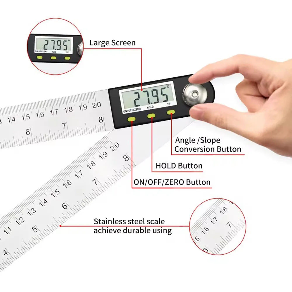 360-Degree Digital Angle Finder & Electronic Goniometer Meter