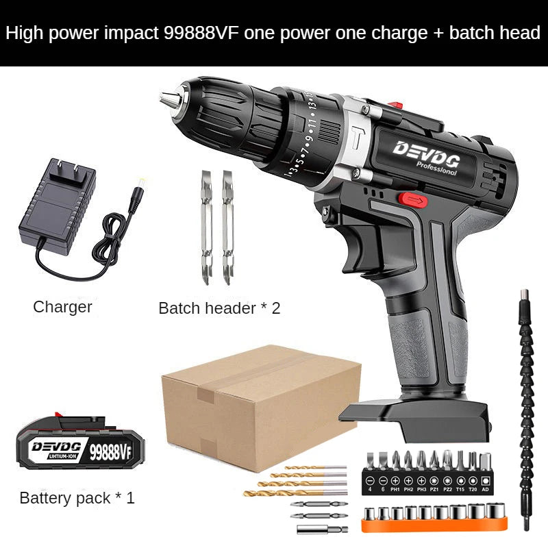 Electric Cordless Impact Drill, High-Power Electric Drill, Lithium Battery, Electric Screwdriver, Power Tool, 650W 16.8V, 150N.m