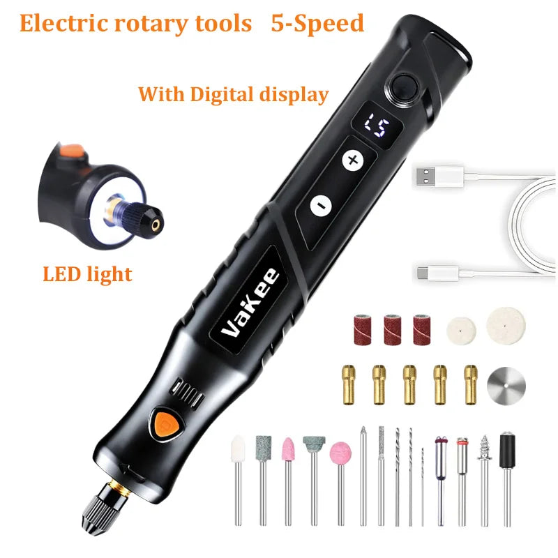 DIY Mini Cordless Electric Drill (USB) Tool, suitable for jewelry, metal, glass processing, etc. Mini cordless drill bit set, in