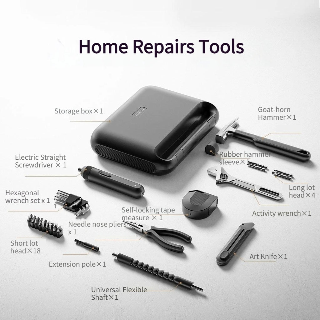 Mijia Power Tool Combo Kits Electric Screwdriver Self-lock Tape Measure Pliers Wrench Home Household DIY Hand Tool Kits