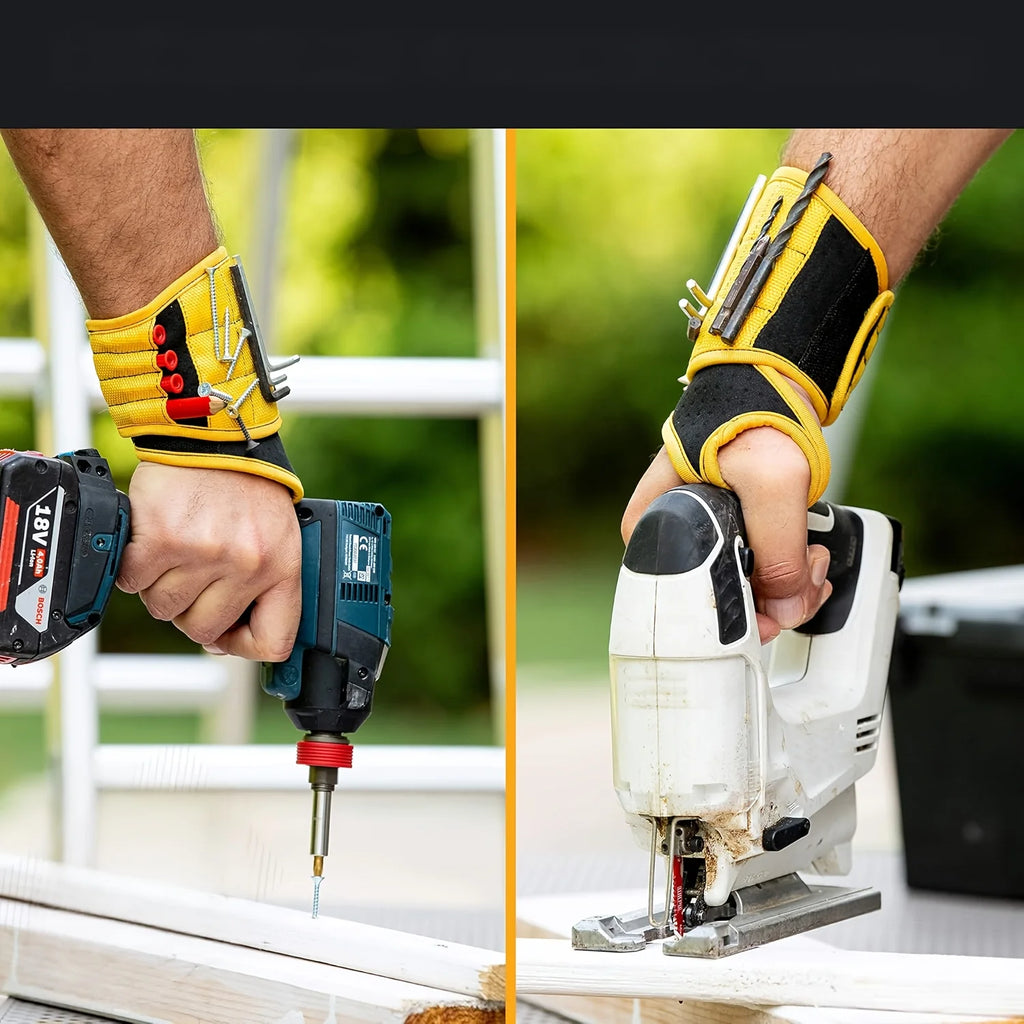1-Piece Tool Storage Wristband with Thumb-Wrap Design, Magnetic Tool Storage Strap with Metal Accessories, Strong Magnetic Wristband
