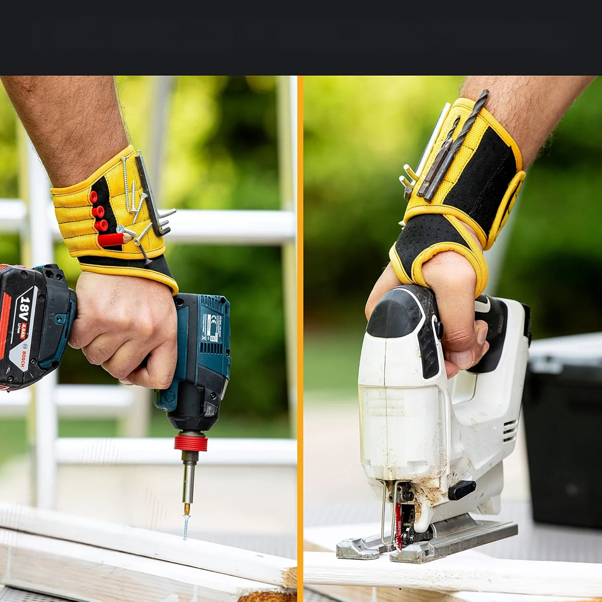 1-Piece Tool Storage Wristband with Thumb-Wrap Design, Magnetic Tool Storage Strap with Metal Accessories, Strong Magnetic Wristband