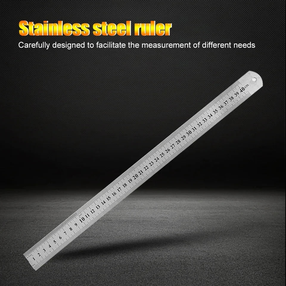 Precision Stainless Steel Metal Straight Ruler (150mm - 500mm)
