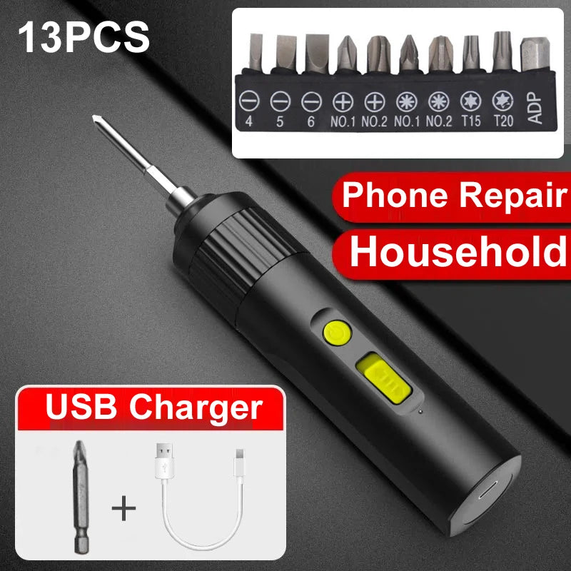 Electric drill Screwdriver Screw driver Cordless Bits Power 1300mAh Battery Tools Set Bits For PC computer Mobile phone repair