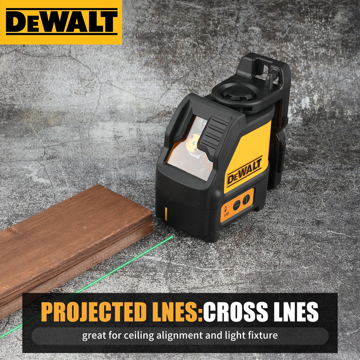 DEWALT DW088CG Green Laser is high-precision line laser with reliable self-leveling performance for accurate alignment work