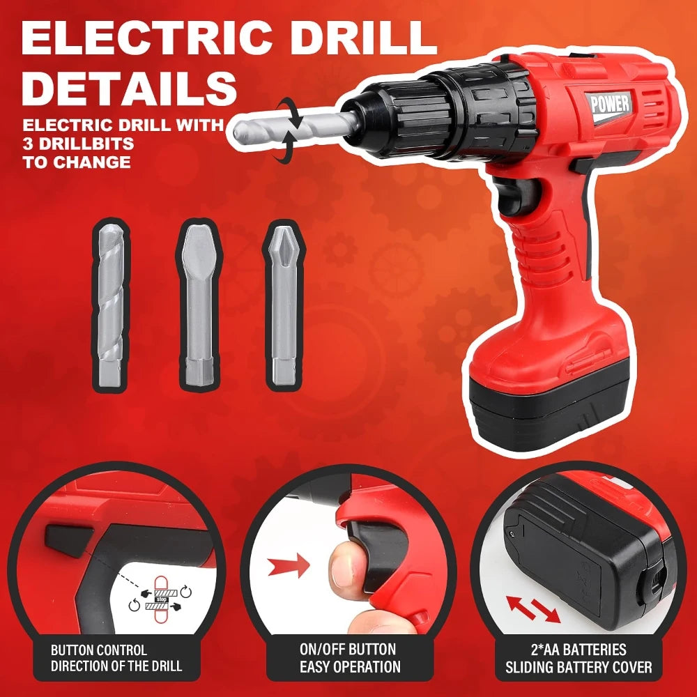 Kids Electric Toy Drill & Tool Set – Pretend Play Construction Kit for Toddlers