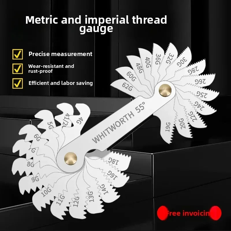 Universal Stainless Steel Thread Pitch & Screw Pitch Gauge