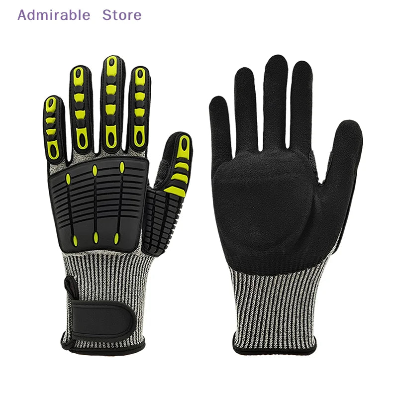 [W]Safety Anti Vibration Safety Work Gloves Wear-resistant And Cut-resistant Mechanics Protective Work Gloves