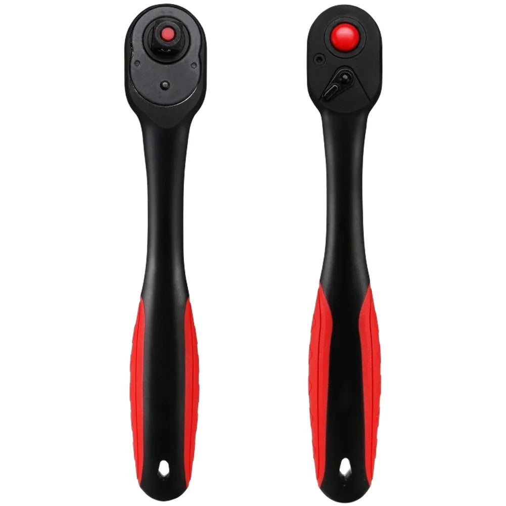 72 Tooth Mechanism Ratchet Wrench Set with Curved Handle for 1/4 3/8 1/2 Inch Sockets Efficient Swing Angle for Tight Spots