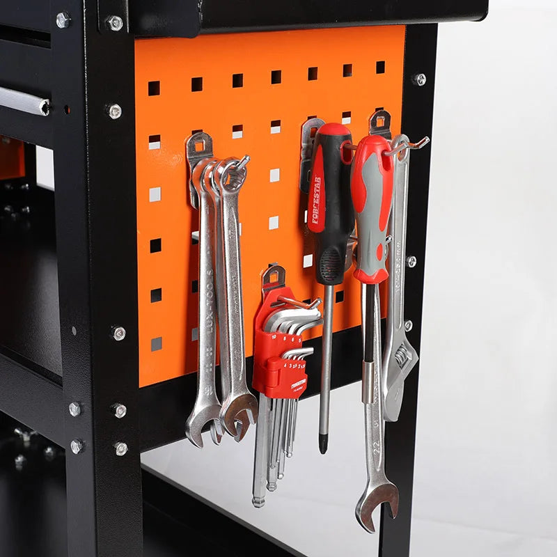 Heavy-Duty 3-Tier Rolling Workshop Tool Trolley with Pegboard