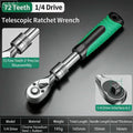 72 Teeth Telescopic Ratchet Wrench Set 1/4" 3/8" 1/2" Drive Quick Release Reversible Extendable Handle Universal Socket Wrench A