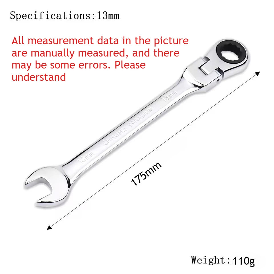Universal 72-Tooth Ratchet Wrench, Automatic, Fast and Labor-Saving, Dual-Use, with Open End, Movable Head, Open Plummer, 1pcs