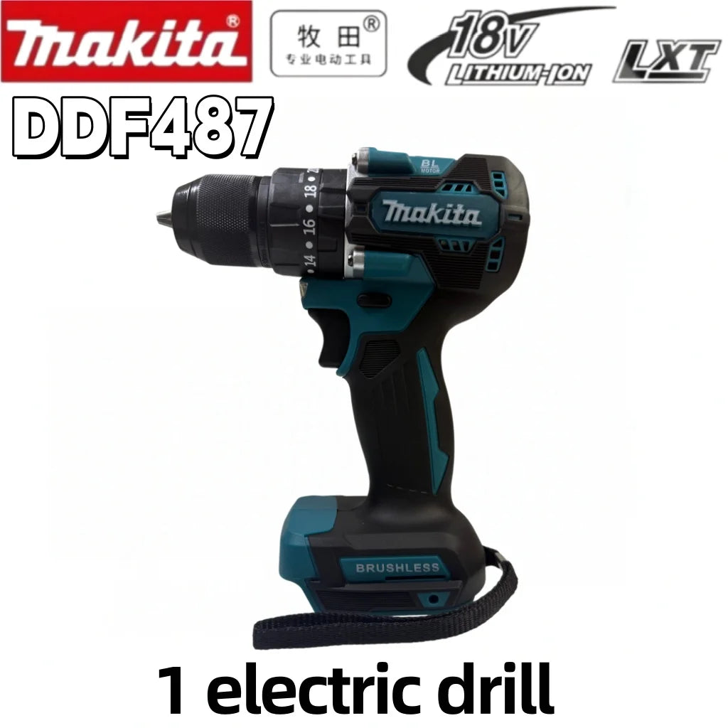 Original Makita DDF487 18V 13mm Cordless Driver Drill Kit Equipped with 6Ah Replacement Battery and Standard Charger