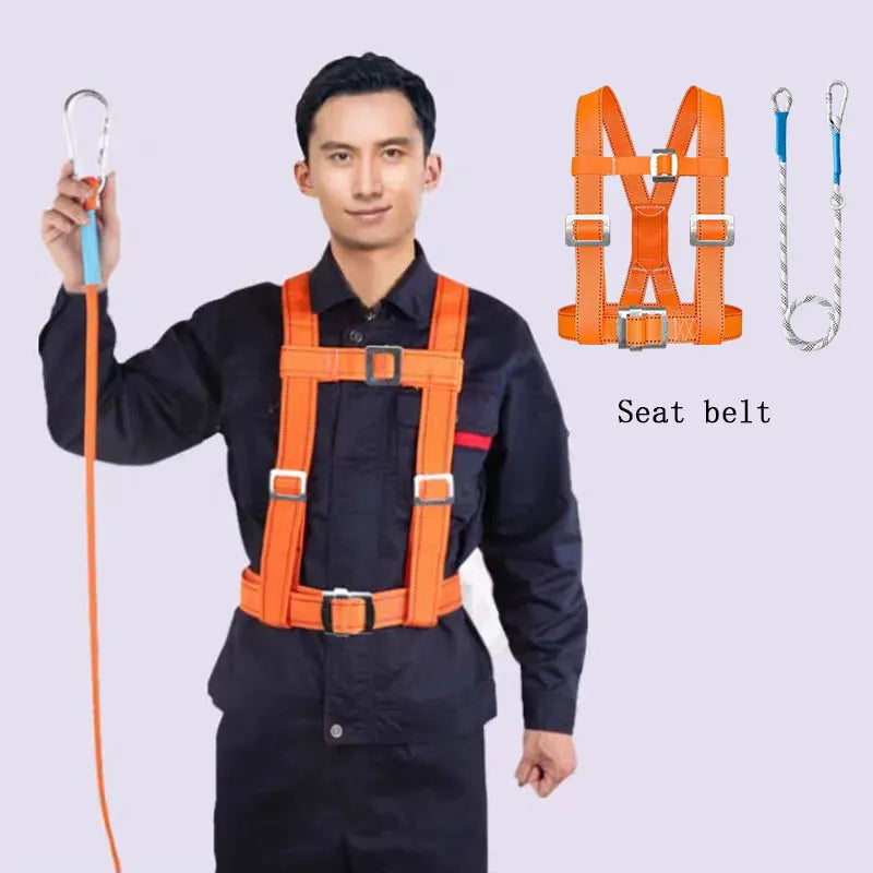 Professional Roofing Fall Protection Harness – Thickened Wear-Resistant Sling Rope & Body Harness