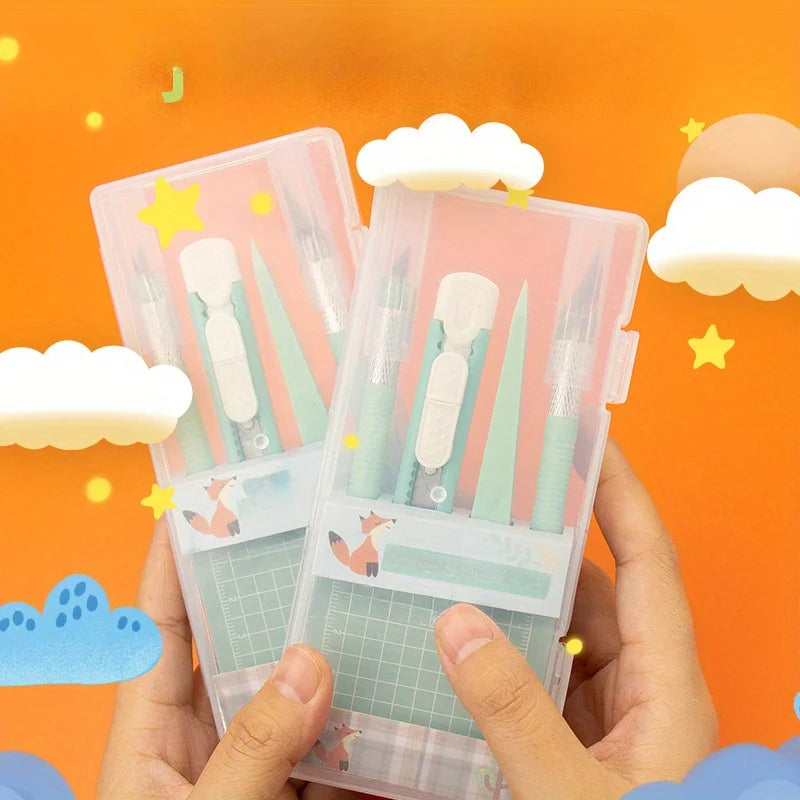 DIY Scrapbooking Tool Kit – Craft Hand Tools Set with Carving Knife, Tweezers & Mini Cutting Pad