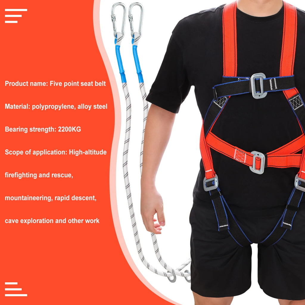 Full-Body Safety Harness Kit with 2m Shock-Absorbing Lanyard & Steel Carabiner