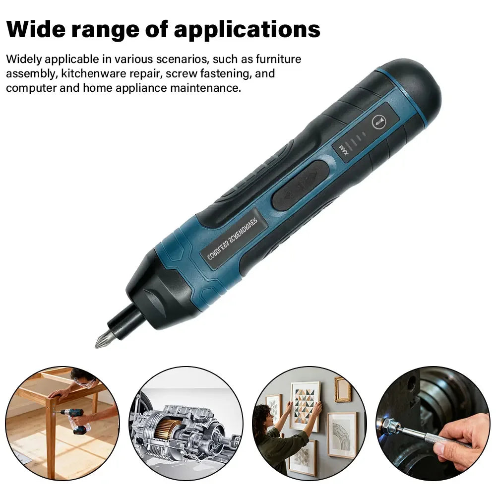 Portable Cordless Electric Screwdriver Kit with Lithium Battery 3.6V Adjustable Power Drill for Household Repair&Craft Projects