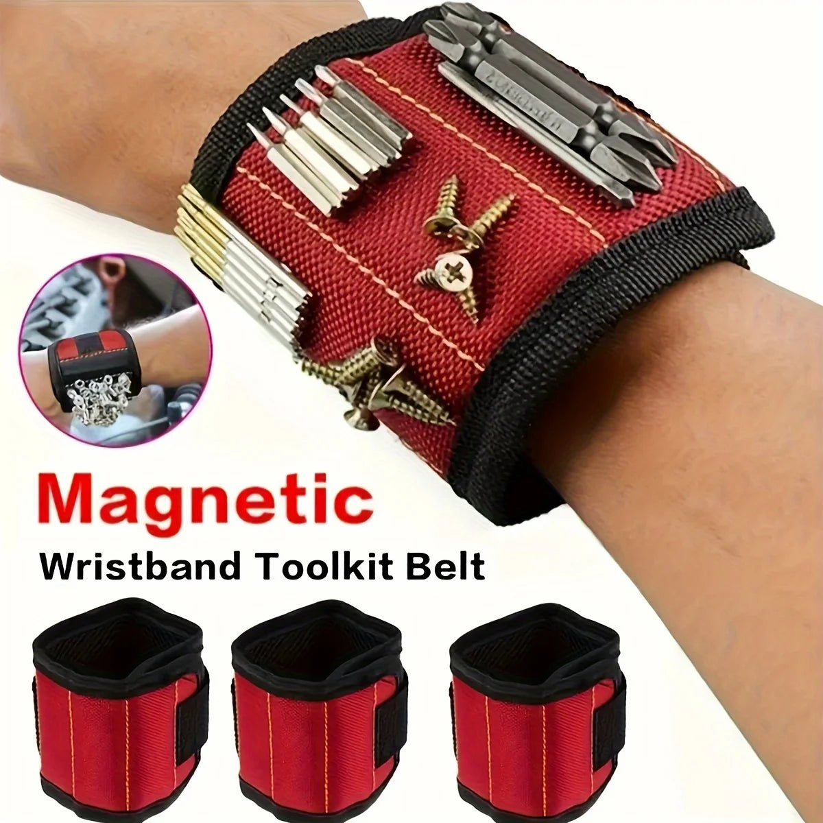 Magnetic Wristband for Holding Screws,Nails, Drilling Bits,Wrist Tool Holder Belts with Strong Magnets Cool Gadgets