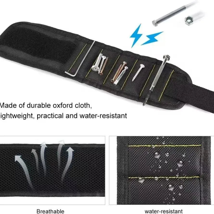 Magnetic Tool Wristband Adjustable Magnet Cuff Holds Screws Nails Drill Bits for Repair Construction Work