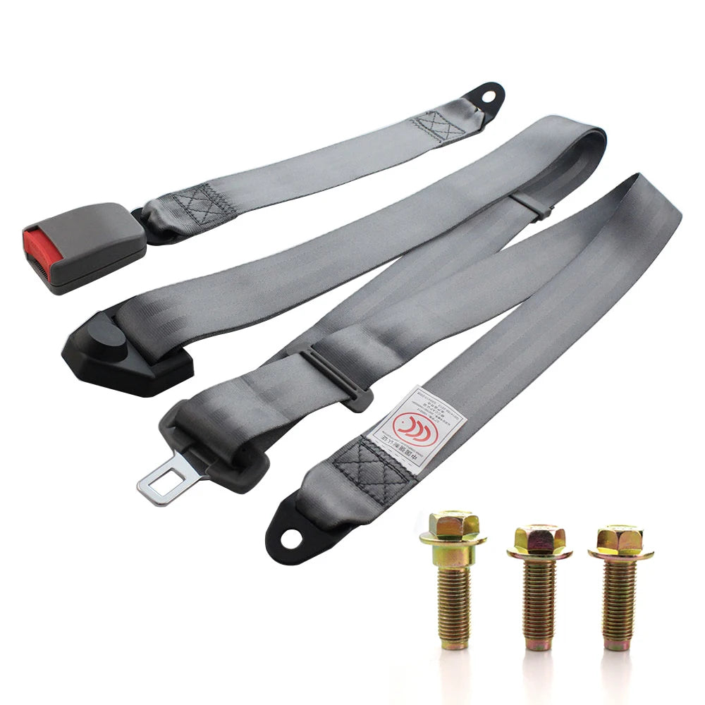 2-Pack Universal 3-Point Non-Retractable Car Safety Belts – 250cm Replacement Harness Set
