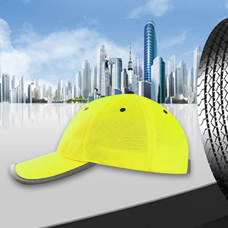 High-Visibility Reflective Safety Baseball Cap – Fluorescent Yellow Traffic & Work Hat