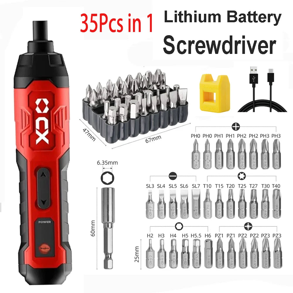 Cordless Electric Screwdriver, Rechargeable, 2000mAh Lithium Battery, Mini Drill, 4V Power Tools Set, Household Maintenance Re