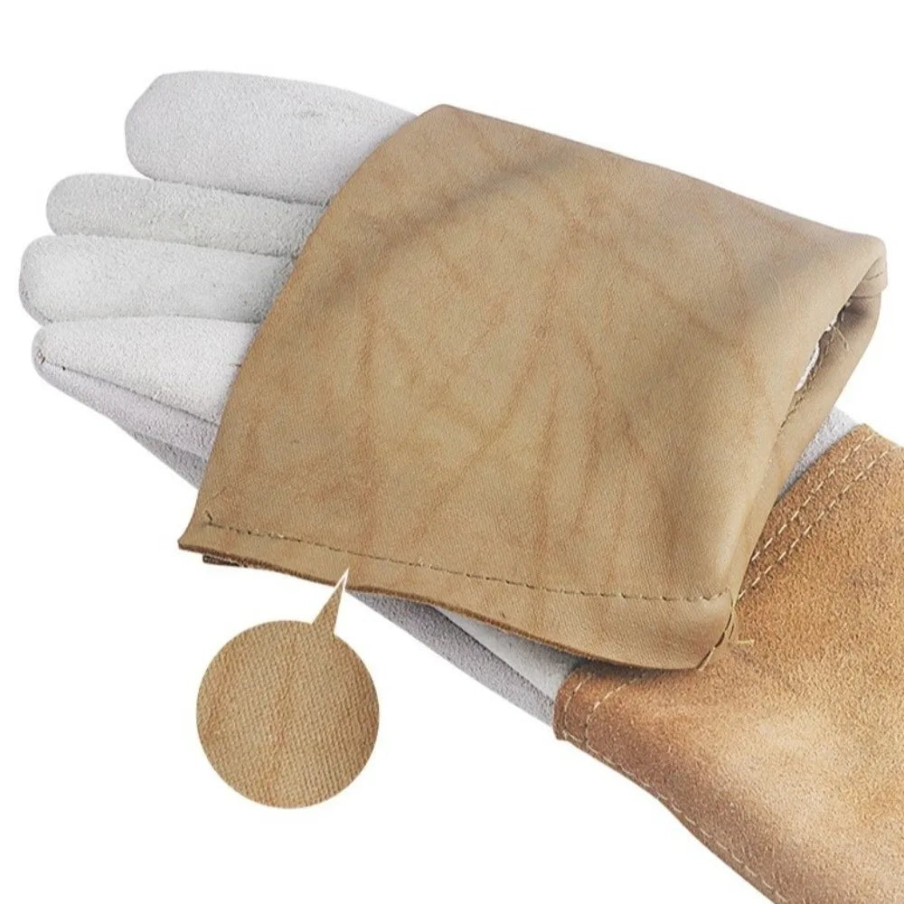 1 Pair Wear-Resistant Welding Gloves Heat Resistant Cut Resistant Protective Gloves Heavy Duty Thickened Gauntlet Gloves