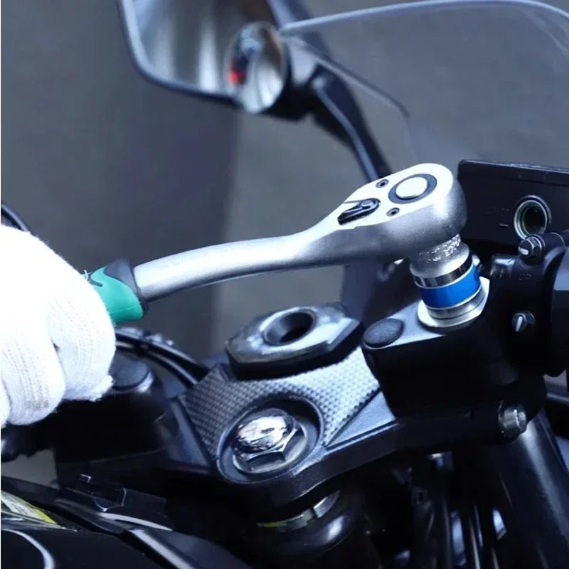 24/72 Tooth Quick Ratchet Wrench 1/2 1/4 3/8 Inch Two-Way Socket Wrench Car Bicycle Repair Tool Chrome Vanadium Steel