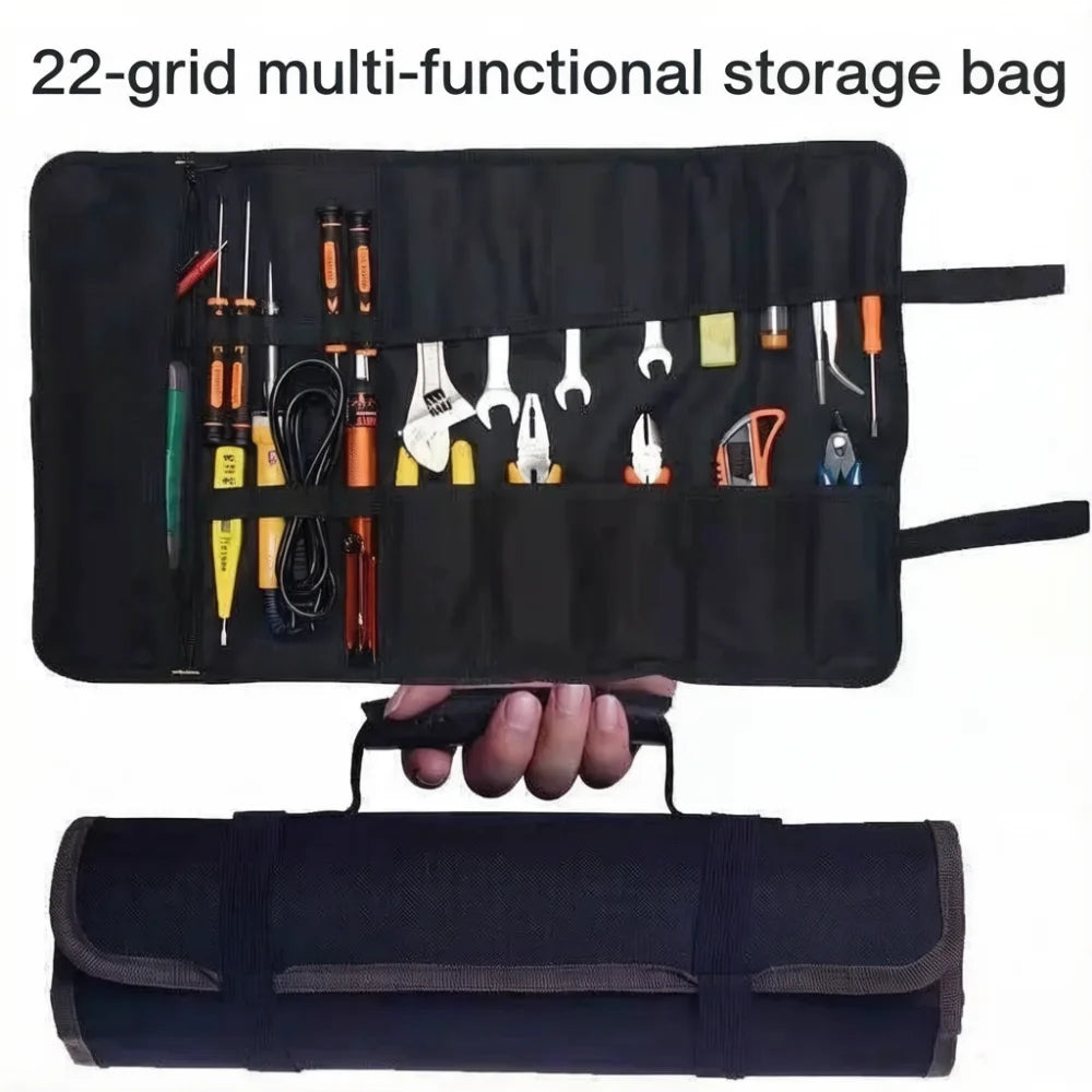 Hardware Roll-Up Tool Storage Bag with Handle, Convenient Portable Professional Tool Storage Bag