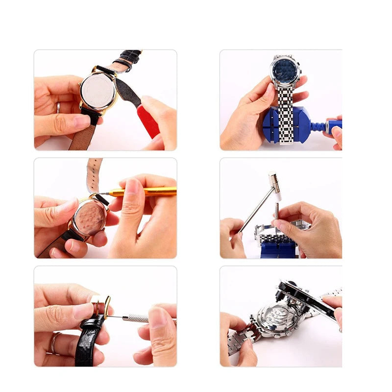 168Pcs Watch Repair Tool Kits Watch Link Pin Remover Case Opener Spring Bar Remover Movement Lid Opener Pry Kit Combination Tool