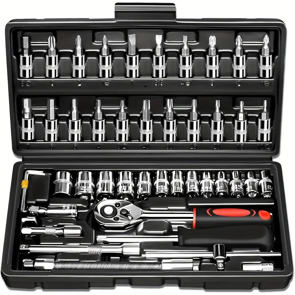 216-Piece Professional Socket Set - 1/2" 3/8" 1/4" Drive SAE & Metric, 72-Tooth Ratchet for Automotive & Home Repair