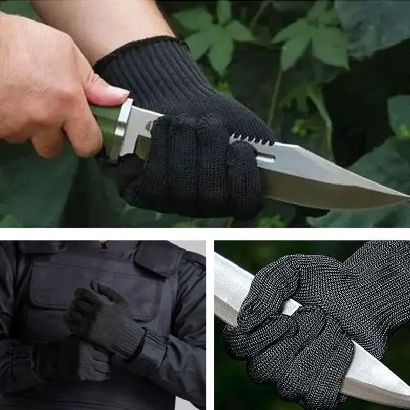 1pair Cut Resistant Gloves for Kitchen Safety Protection High Dexterity Ambidextrous Work Gloves for Gardening Woodworking Black