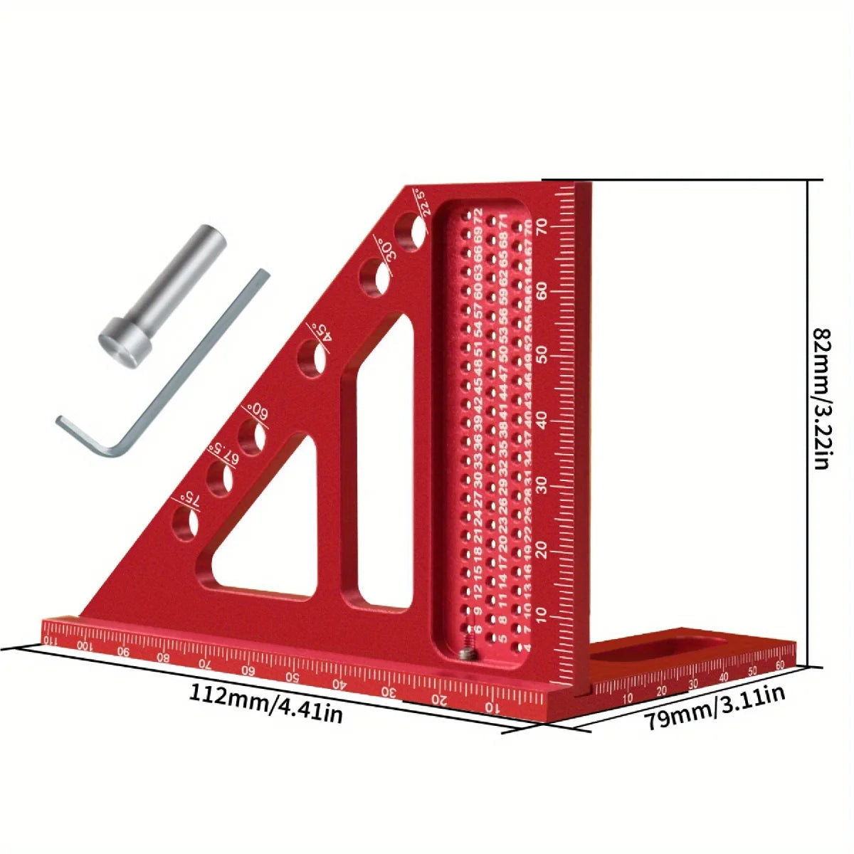 3D Aluminum Alloy Multi-Angle Woodworking Square Ruler