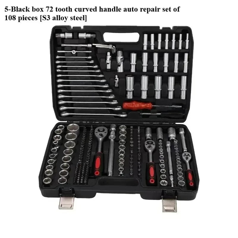 216-Piece Professional Socket Set - 1/2" 3/8" 1/4" Drive SAE & Metric, 72-Tooth Ratchet for Automotive & Home Repair