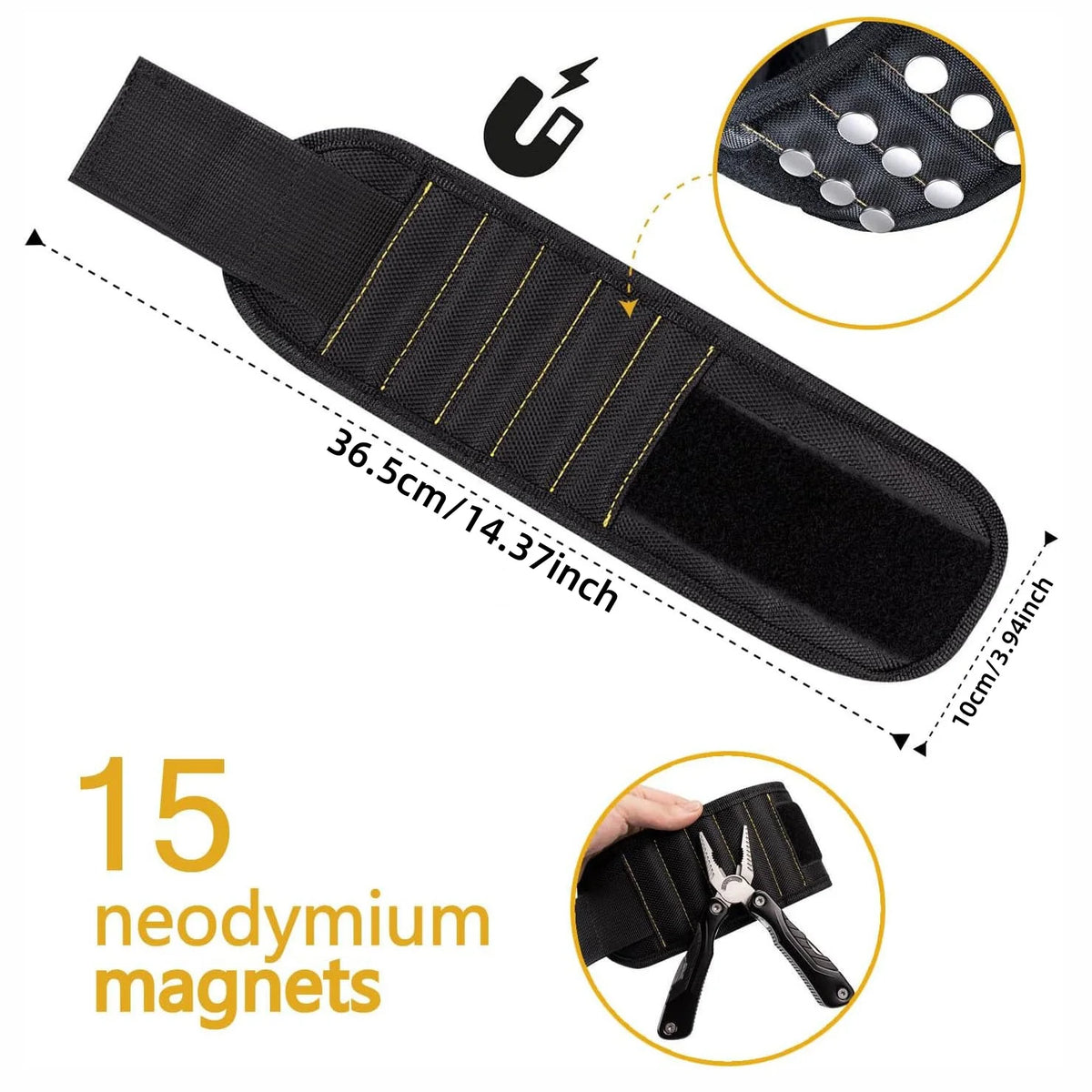 Magnetic Wristband for Holding Screws, Nails & Drill Bits, Cool Tool Gifts for Men, Dad, Husband Birthday