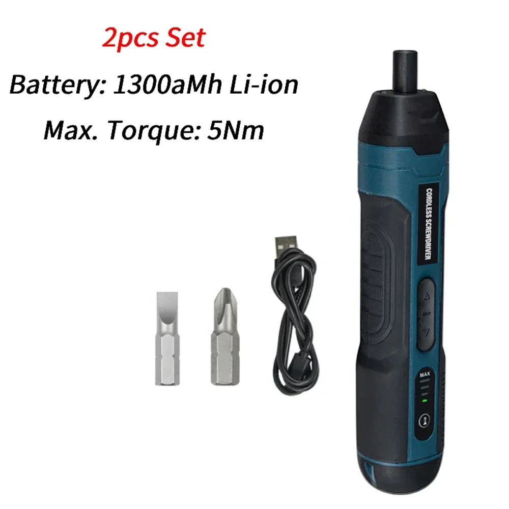 Cordless Mini Electric Screwdriver Rechargeable, 3.6V Power Drill & Bits Set with 1300mAh Battery, Household Repair Tool Kit