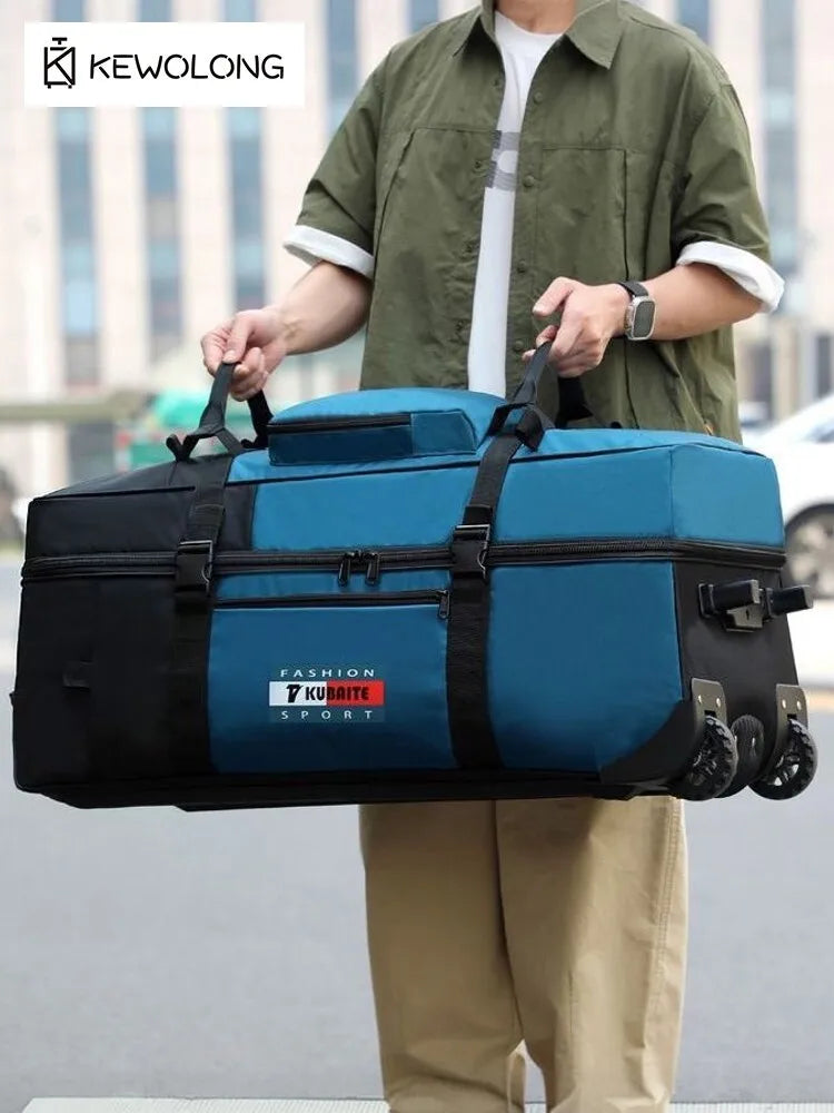 Waterproof Rolling Gear Bag - 90L Large Capacity Wheeled Backpack with Pull Strap, Heavy Duty Duffel for Camping Equipment